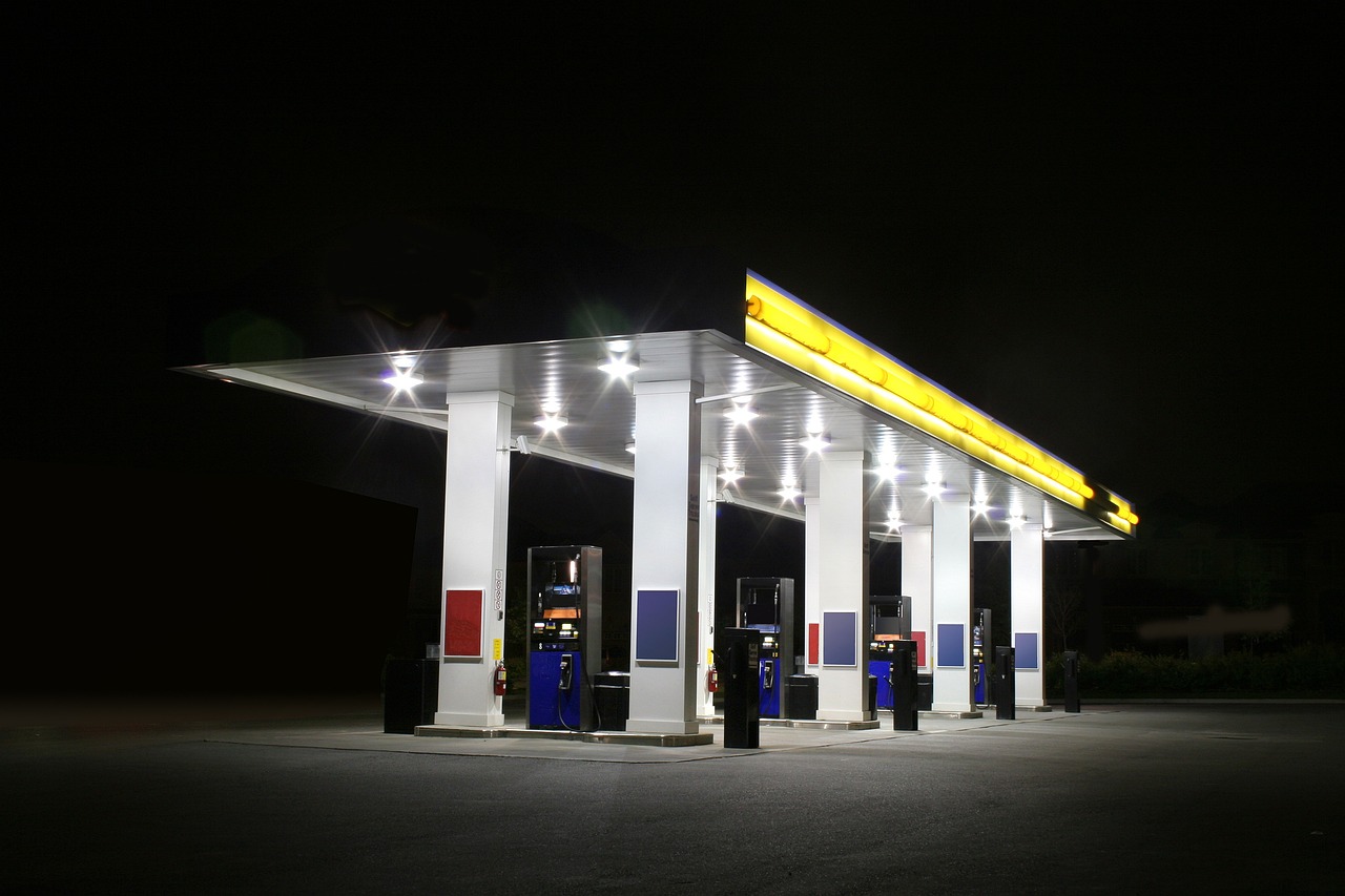 gas station, night time, gas station lighting, 241 Series LED canopy Light, blog